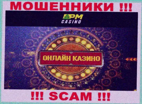 Тип деятельности интернет-мошенников PM Casino - это Casino, однако знайте это надувательство !