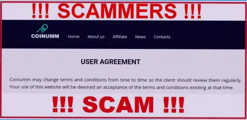 Coinumm Scammers can remake their client agreement at any time