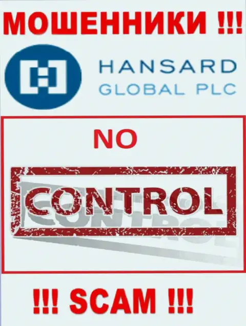 На сайте мошенников Hansard International Limited не имеется ни единого слова о регуляторе организации