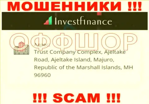Весьма рискованно взаимодействовать, с такого рода internet-мошенниками, как организация InvestF1nance Com, потому что засели они в оффшоре - Trust Company Complex, Ajeltake Road, Ajeltake Island, Majuro, Republic of the Marshall Islands, MH 96960