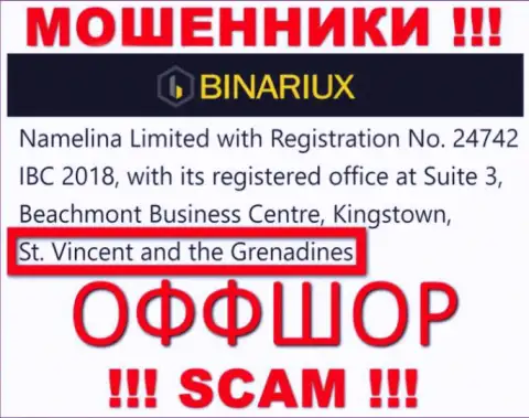 Binariux Net - это МОШЕННИКИ, которые зарегистрированы на территории - Saint Vincent and the Grenadines