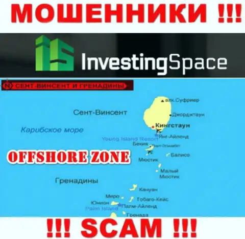 Investing Space базируются на территории - St. Vincent and the Grenadines, избегайте работы с ними