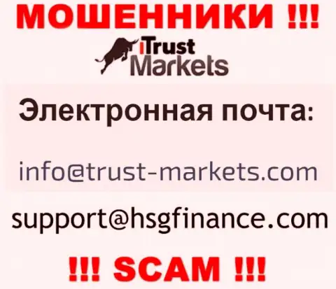 Контора Trust-Markets Com не прячет свой адрес электронного ящика и показывает его у себя на сайте
