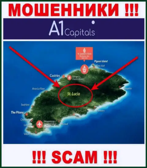 Организация A1 Capitals зарегистрирована в оффшорной зоне, на территории - St. Lucia