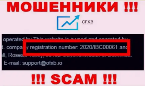 Номер регистрации, который принадлежит конторе OFXB - 2020/IBC00061