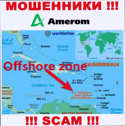 Организация Amerom зарегистрирована очень далеко от клиентов на территории Сент-Винсент и Гренадины