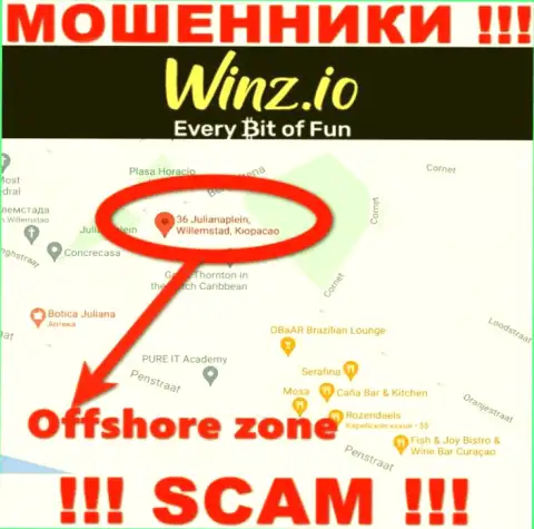 Винз Казино имеют офшорную регистрацию: Curaçao - будьте крайне осторожны, мошенники
