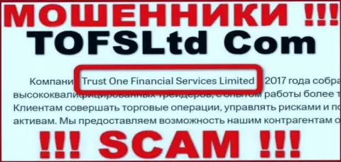 Свое юридическое лицо контора ТофсЛтд Ком не прячет - это Trust One Financial Services Limited