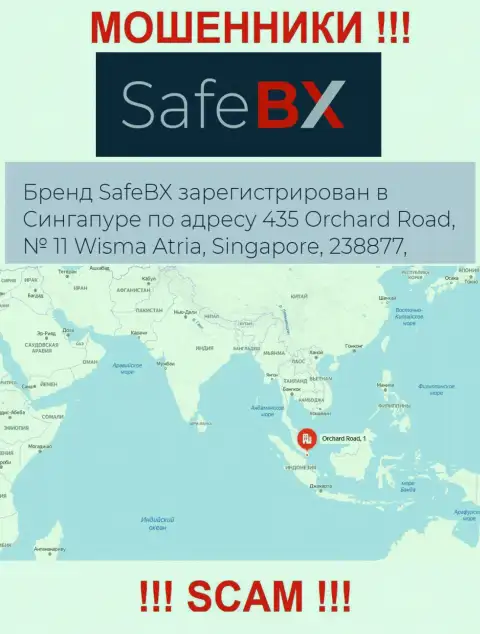Не имейте дело с организацией SafeBX - эти internet кидалы осели в офшорной зоне по адресу: 435 Orchard Road, № 11 Wisma Atria, 238877 Singapore