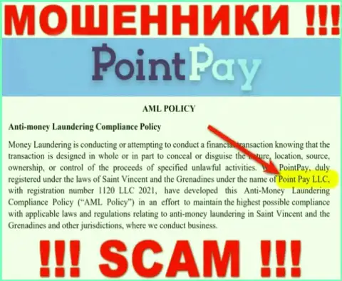 Конторой PointPay Io владеет Поинт Пэй ЛЛК - сведения с официального информационного портала кидал