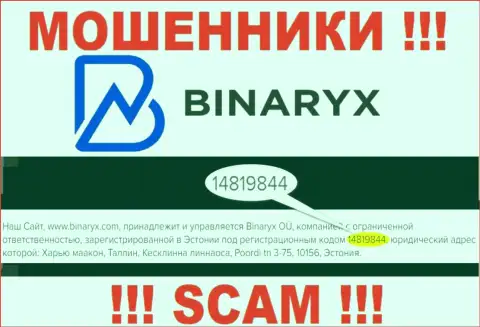 Binaryx не скрыли регистрационный номер: 14819844, да и зачем, обувать клиентов номер регистрации не мешает