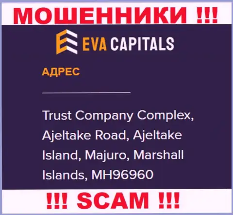 На информационном сервисе Ева Капиталс представлен оффшорный адрес организации - Trust Company Complex, Ajeltake Road, Ajeltake Island, Majuro, Marshall Islands, MH96960, будьте бдительны - это лохотронщики