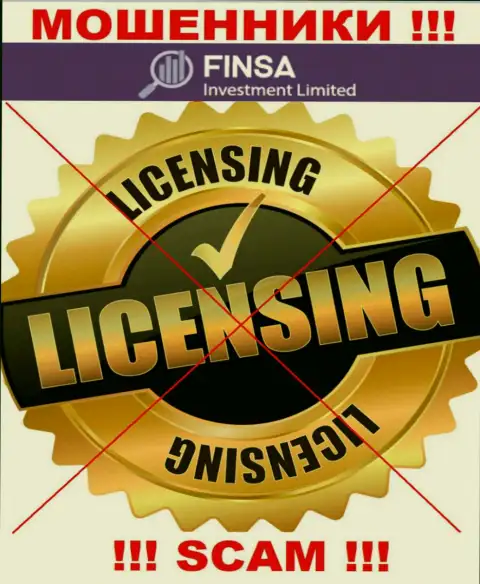 Отсутствие лицензии на осуществление деятельности у Finsa говорит только об одном - это хитрые internet разводилы