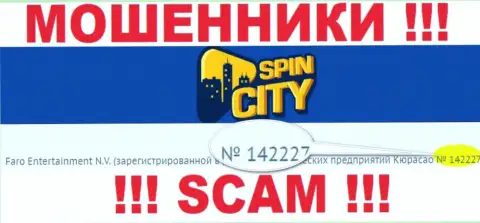 Casino SpincCity не скрывают регистрационный номер: 142227, да и для чего, обманывать клиентов он совсем не мешает