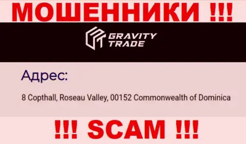 IBC 00018 8 Copthall, Roseau Valley, 00152 Commonwealth of Dominica - это офшорный адрес регистрации Гравити-Трейд Ком, размещенный на сайте данных мошенников