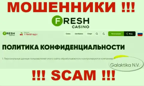 Юридическое лицо интернет-разводил Fresh Casino - это GALAKTIKA N.V