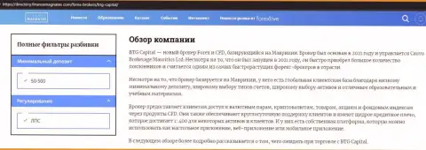 Обзор ФОРЕКС брокерской компании BTGCapital на сайте директори финансмагнат ком