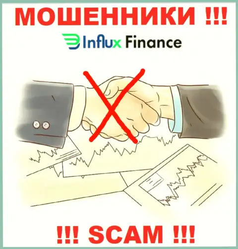 На информационном сервисе шулеров InFluxFinance не имеется ни единого слова о регуляторе конторы