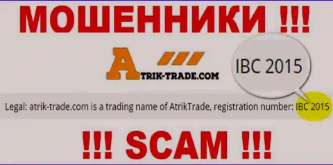 Не стоит совместно работать с организацией Atrik-Trade Com, даже при явном наличии номера регистрации: IBC 2015