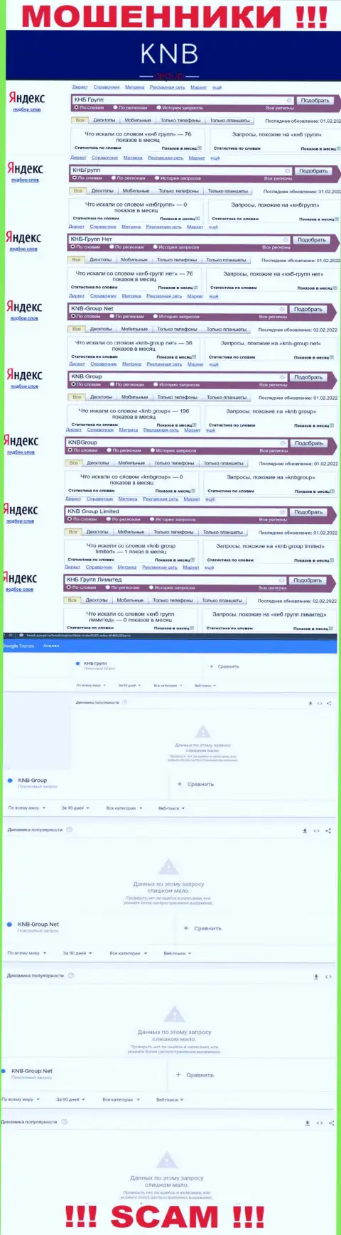 Скриншот результата запросов по жульнической компании KNB-Group Net