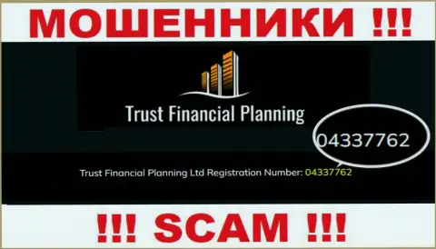 Регистрационный номер противоправно действующей компании Trust-Financial-Planning - 04337762