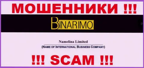 Юридическим лицом Бинаримо считается - Namelina Limited