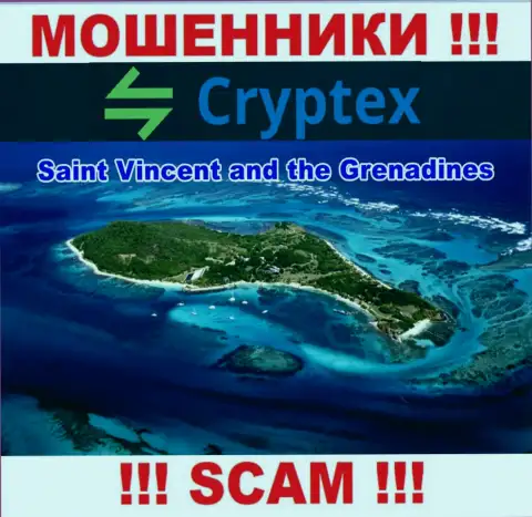 Из Криптекс Нет финансовые средства вернуть невозможно, они имеют оффшорную регистрацию: Saint Vincent and Grenadines