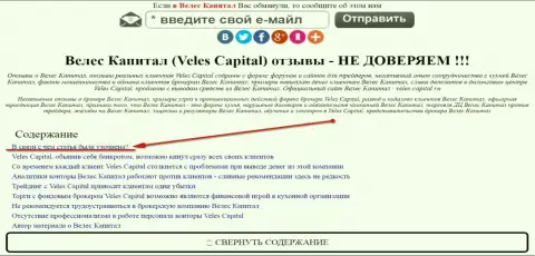 Велес Капитал можно увидеть в зеркале veles-kapital.com (официальный веб-сервис)
